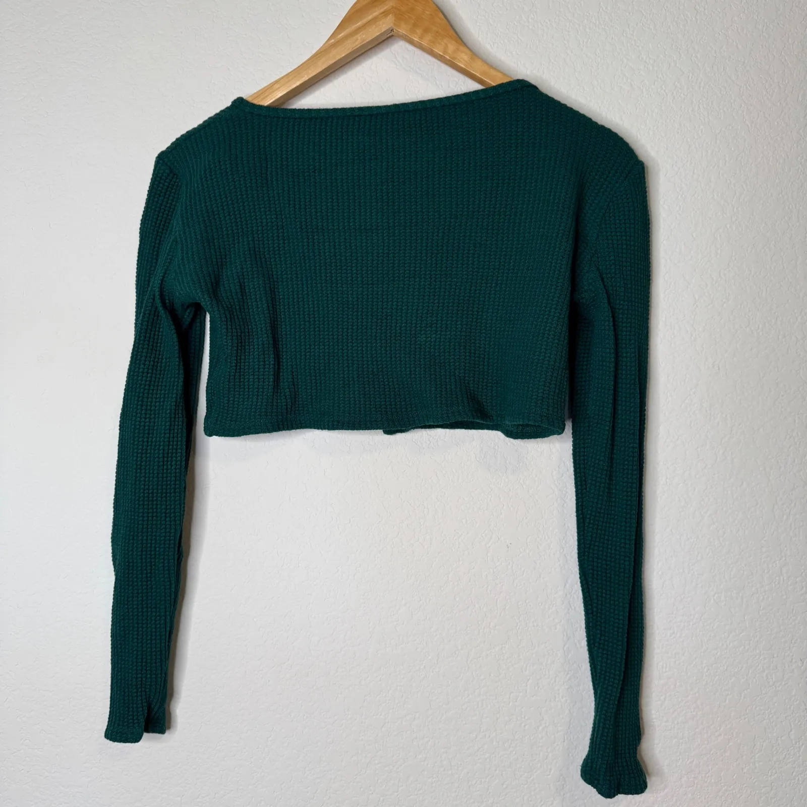 Set Active Mojito Green Waffle Knit Mini Cardigan Set - Image 3