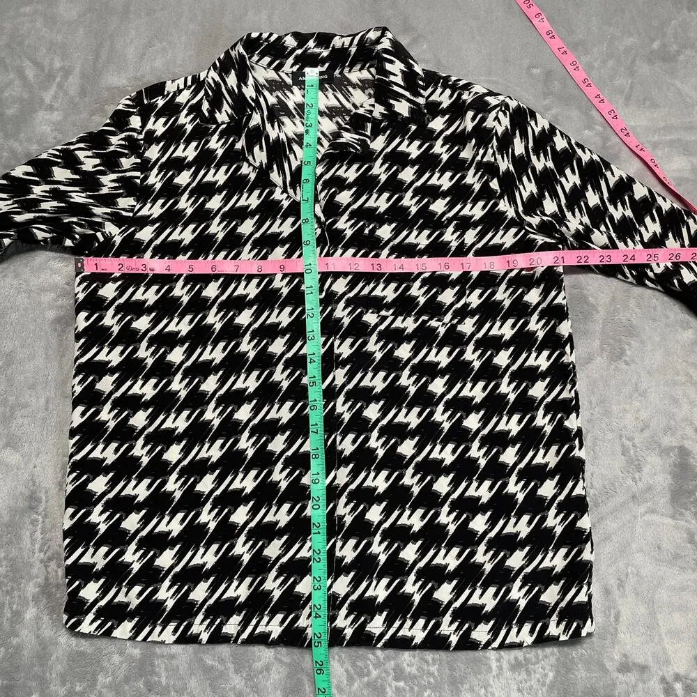 Anine Bing Aiden Shirt Womens Small Houndstooth Black White Pajama Style - Image 6