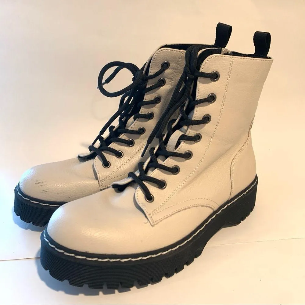 Sincerely Jules Boots Women’s Harley Platform Combat Cream Leather Size 8.5 - Image 13