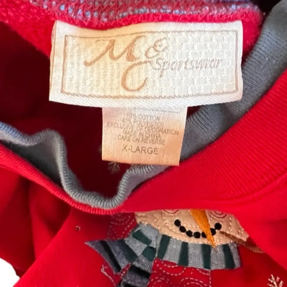 Vintage M&C Sportswear Christmas Snowman Shirt Red Size XL - Image 5