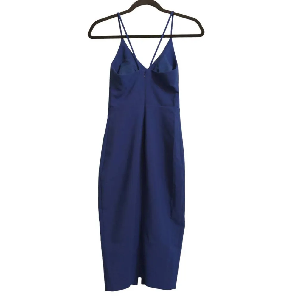 Likely Brooklyn Midi Dress Blue Stretch V Neck Sleeveless Slit Party 00 New - Image 4