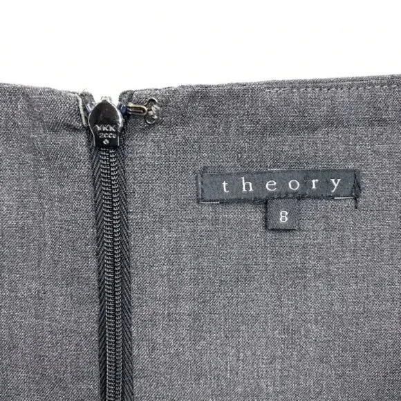 Theory Gray Career Skirt High Waist Pencil Skirt‎ Business Office Wear Sz 8-flaw - Image 4