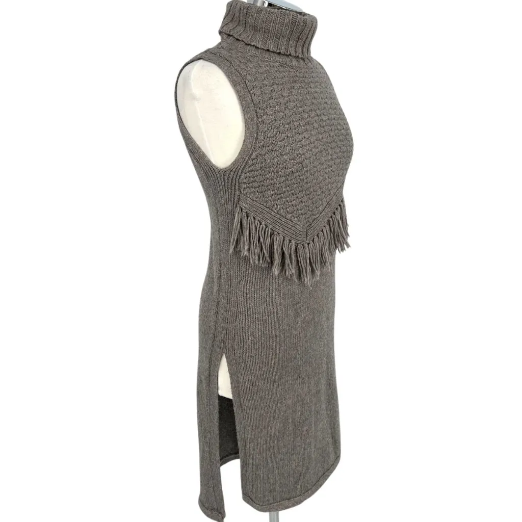 Nomad Morgan Carper Sleeveless Fringe Turtleneck Sweater Dress Gray Size Small - Image 4