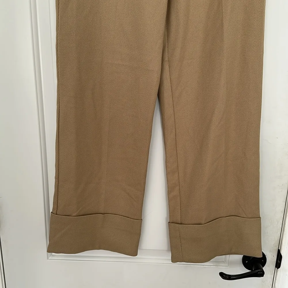 NWT Topshop Wide Leg High Waist Dress Pants Trousers Cuffed Cream Tan Sz 6 - Image 3