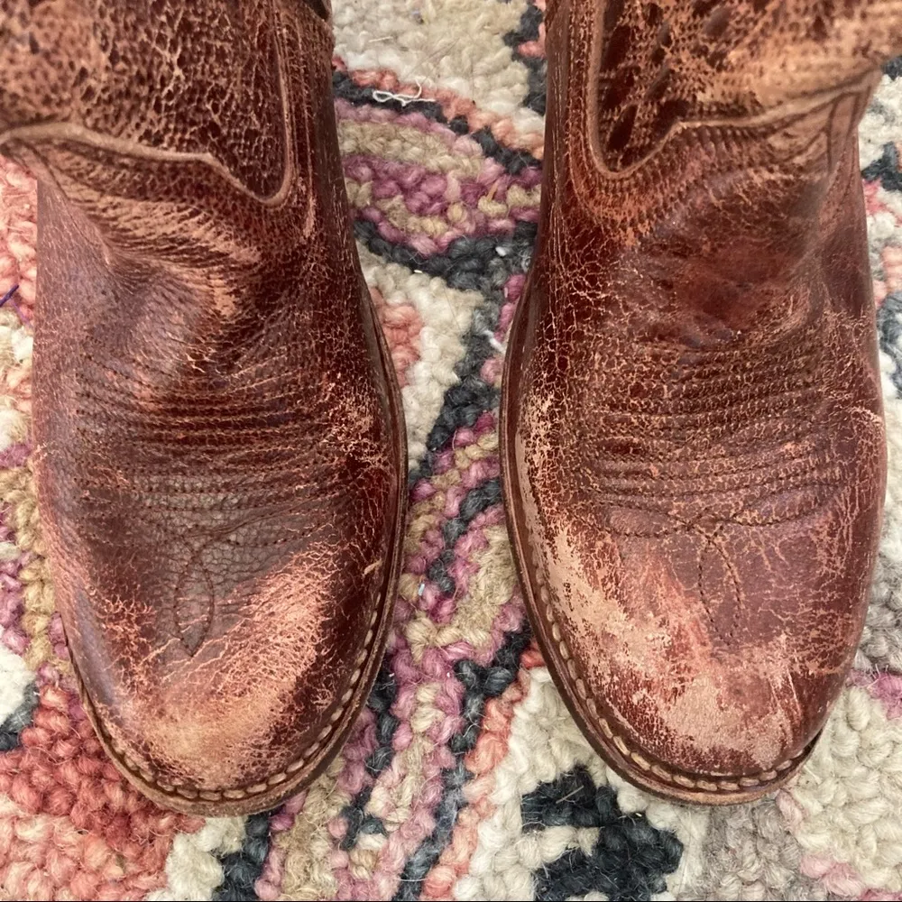 Cobbler Series Distressed Western Ankle Booties - Image 2