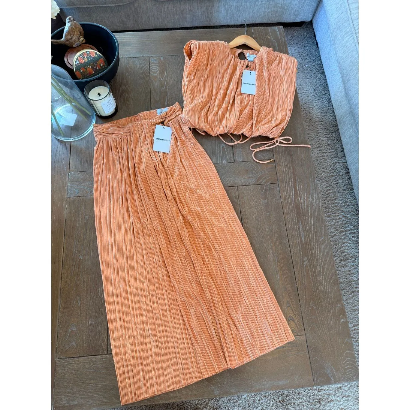 NWT Sabina Musayev North Top & Galia Skirt Set in Peach Size Small Orange - Image 3