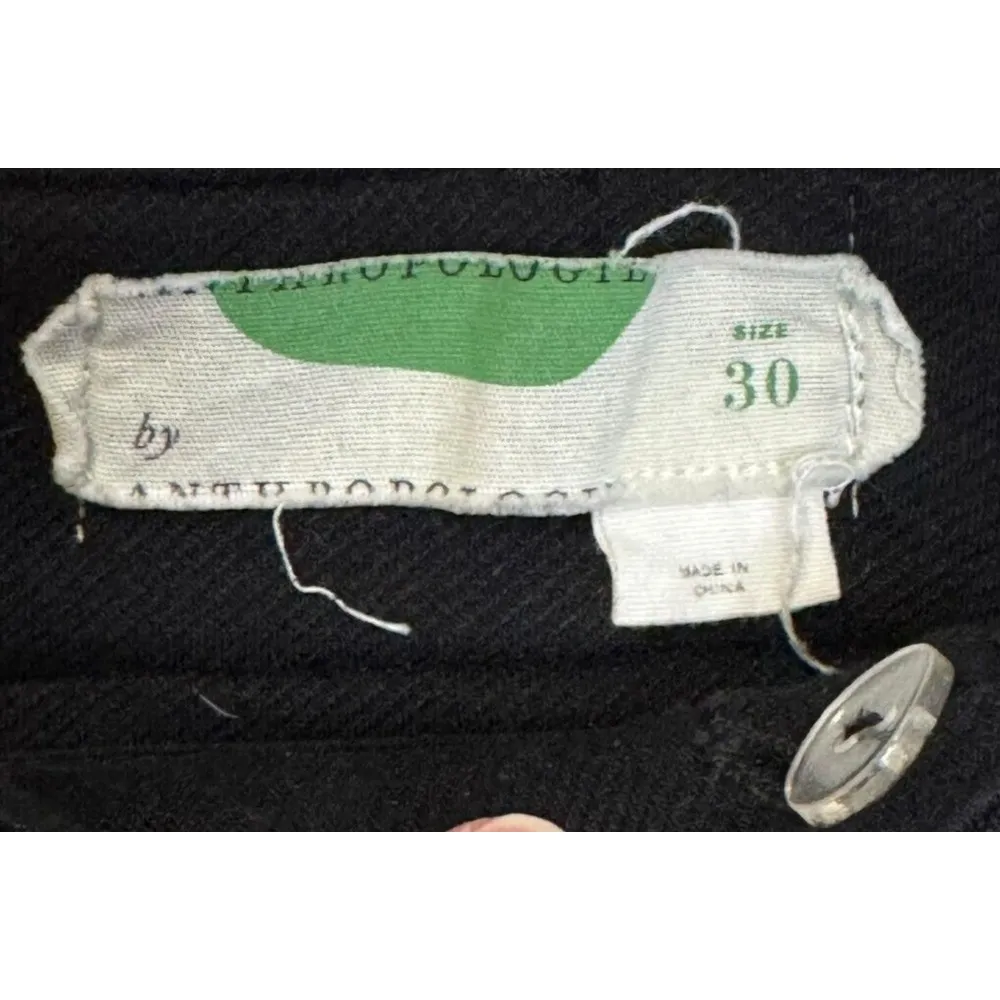 Anthropologie Women Pants Flared Leg Flat Front Pleated Stretch Navy Blue‎ Sz.30 - Image 4