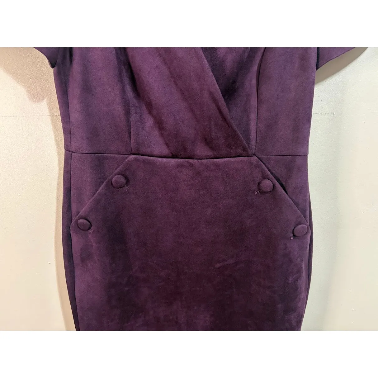 Calvin Klein Eggplant Faux Suede Short Sleeve Sheath Dress Size 12 NWOT - Image 3