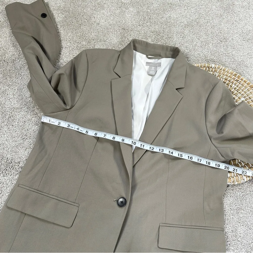 H&M Women’s Single Breastfed Blazer Jacket Longsleeve Casual Minimalist Khaki M - Image 12