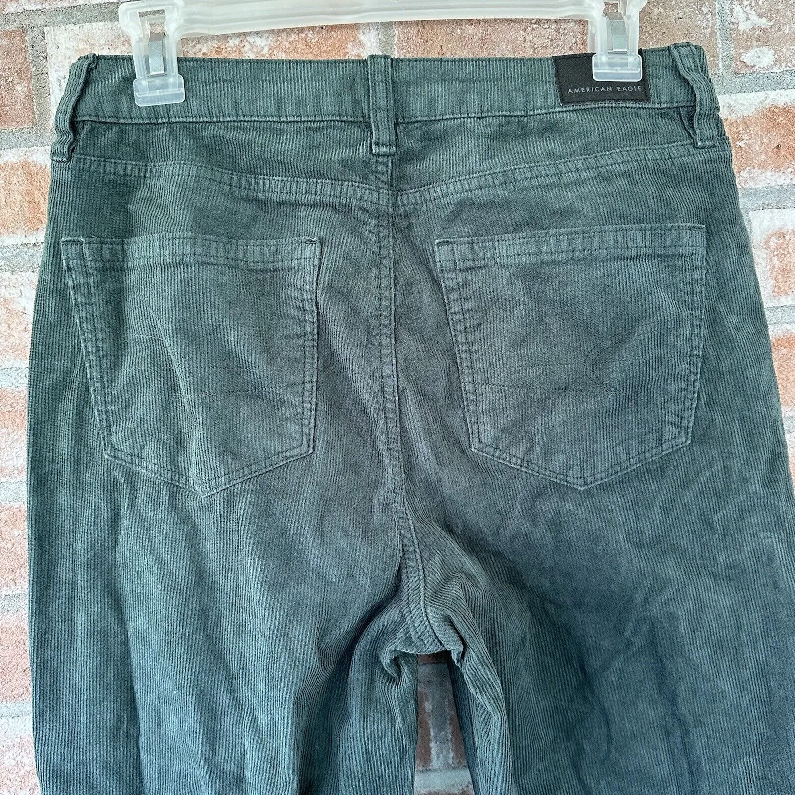 American Eagle Mom Straight Corduroy Pants Size 4 Teal Green 90s Retro Indie - Image 6