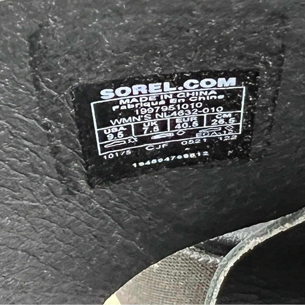 Sorel Women's Cameron Flatform Mule Sandals US9.5 Black & Sea Salt $125 - Image 6