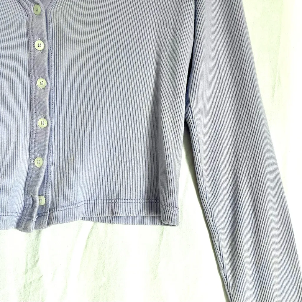 JOHN GALT | Lavender Ribbed Button Down Crop Top Sz OS - Image 4