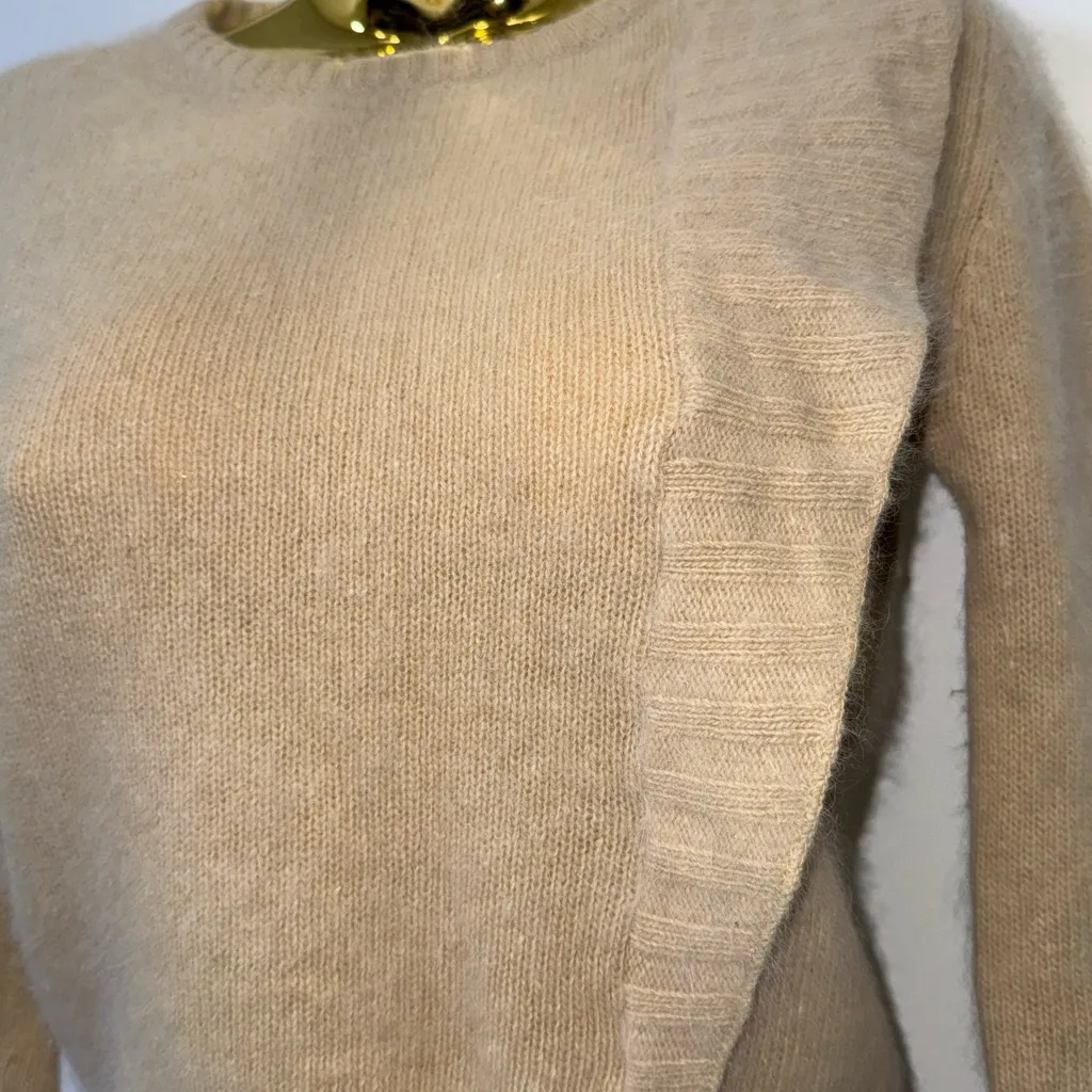 PWR Exclusively Rare Vintage Lambswool Angora blend sweater S Made in Hong Kong Tan - Image 7
