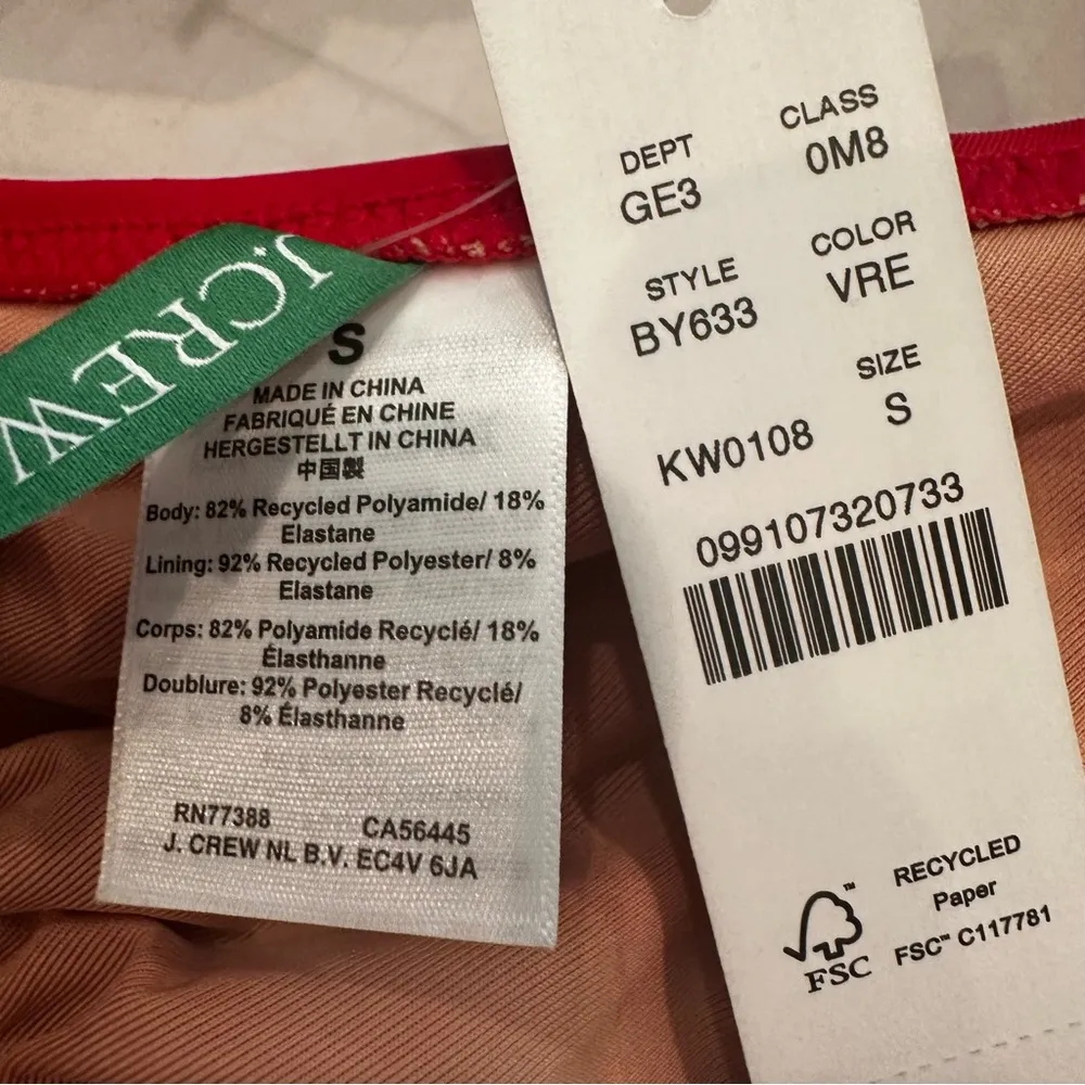 J. Crew DD Halter Tie-Back Bikini Top Mesh BY633 Women's Small Bright Cerise NEW - Image 4