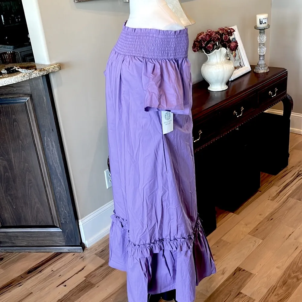 Hyacinth House Purple Cotton Midi New Ruffle Hem New Size XXS - Image 2