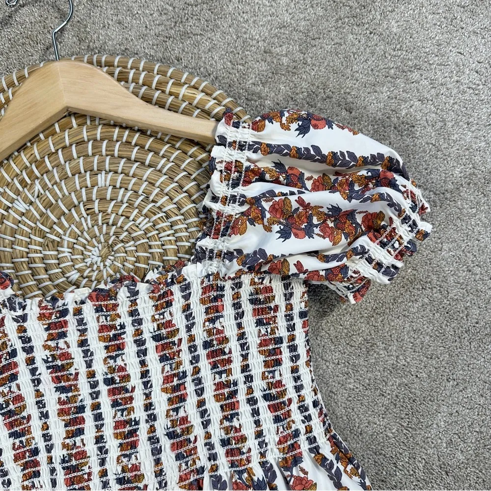 o.p.t Women’s Daphne Square Neck Smocked Maxi Dress Tiered Multicolor Floral M White Size M - Image 8