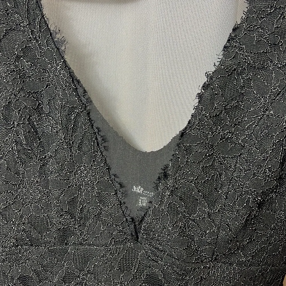 JUMP Apparel Lace Longsleeve Deep Plunge Sheer Holiday Mini Dress Size 6 Vintage - Image 8