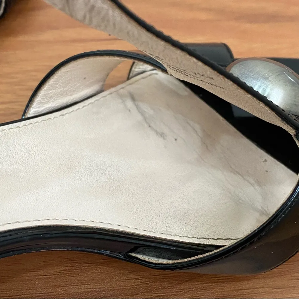 COACH Hellena Black Soft Patent Leather T-strap Kitten Heels Sandals Size 7.5B - Image 14