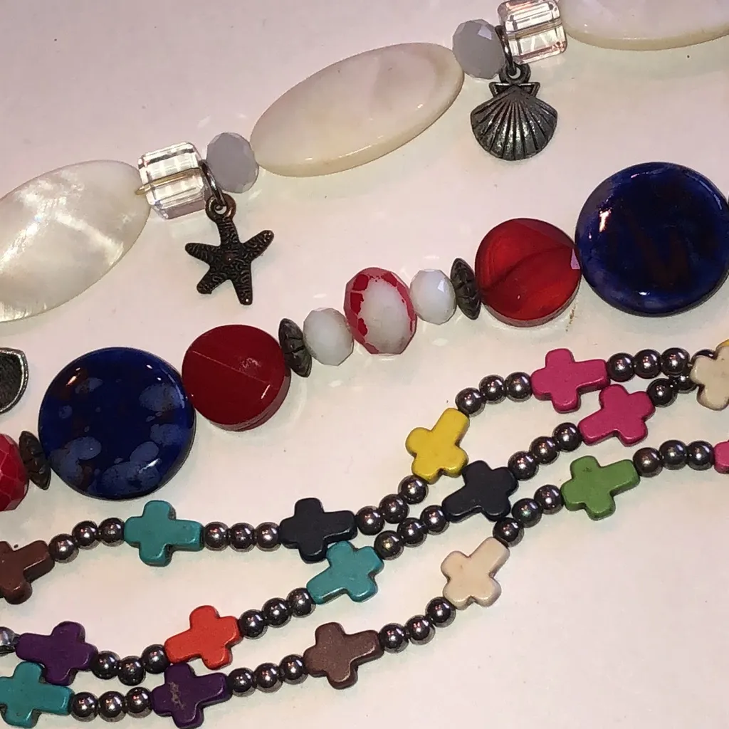 Colorful Beaded Interchangeable Watch Band Clip On Set Red - Image 3