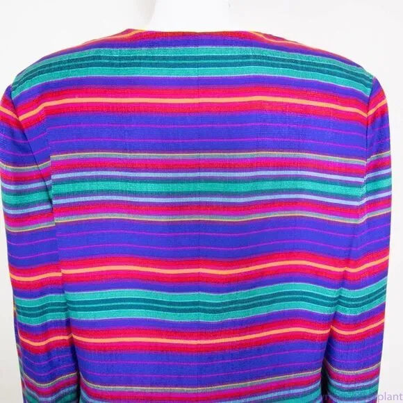 Vintage Adrianna Papell 100% silk blazer jacket, floral‎ print, size 16 Blue - Image 6