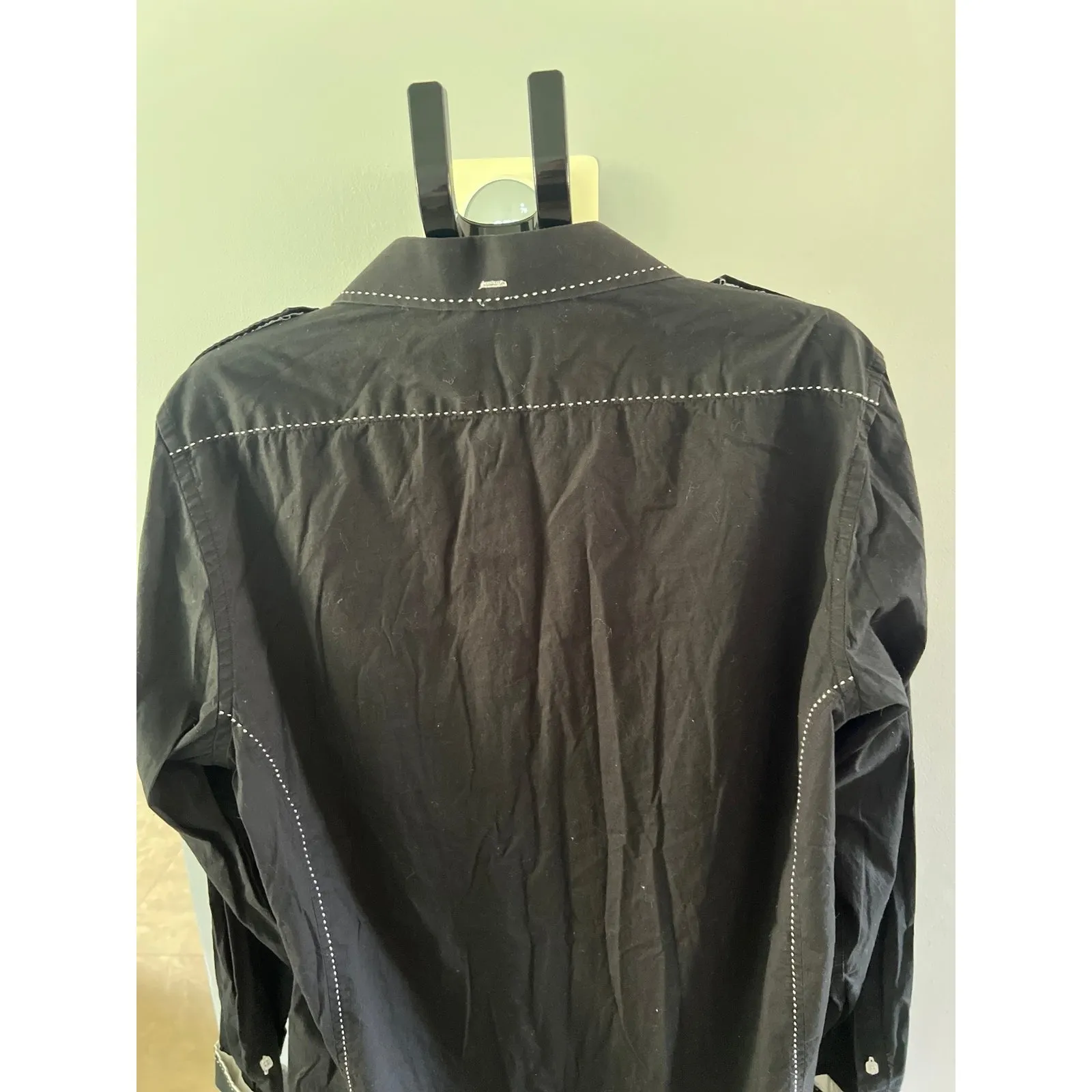 Assante Sport Men's Stylish black trimmed in white button‎ down Size XL - Image 8