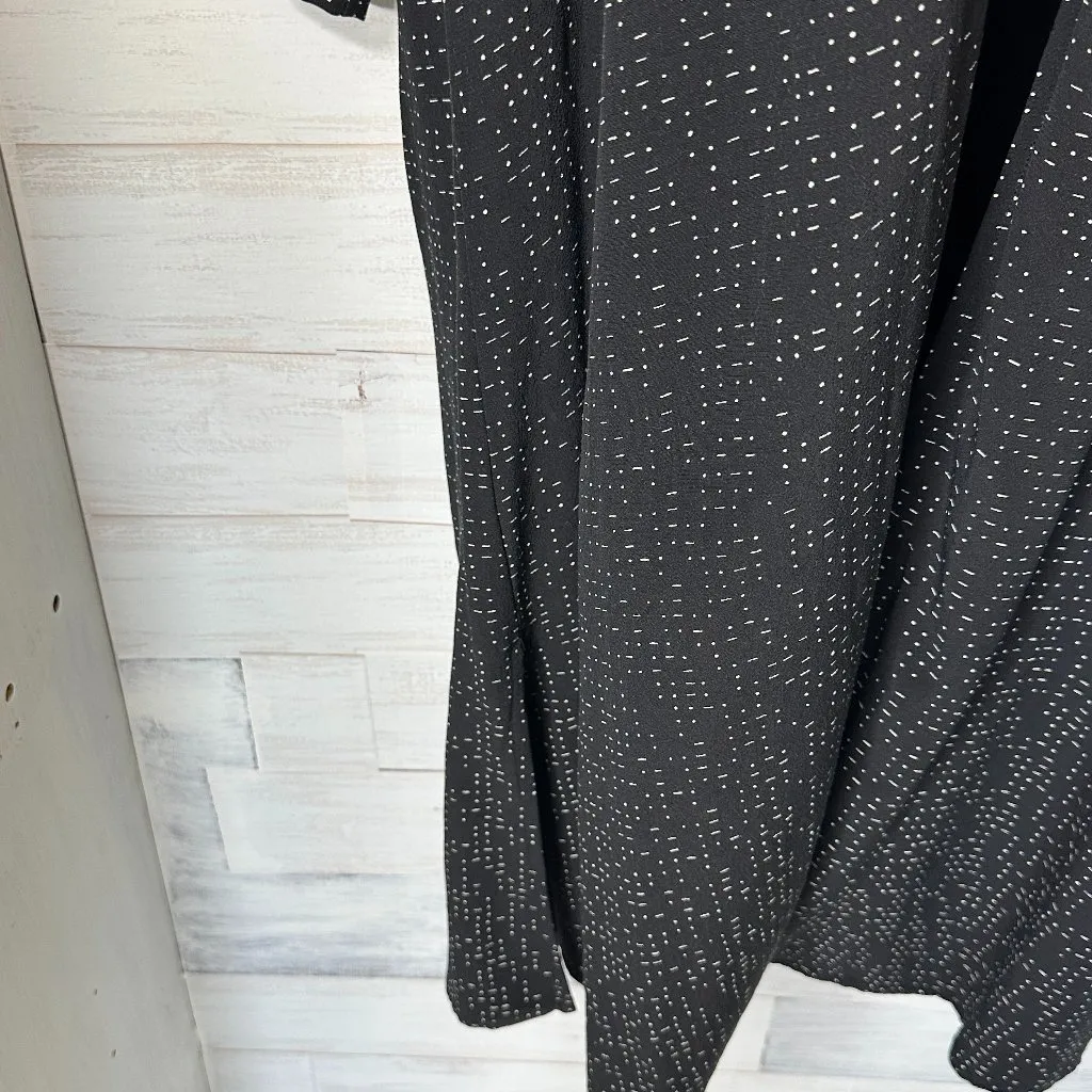 Eileen Fisher Long Kimono Duster Cardigan Black White Morse Code Size Medium - Image 5