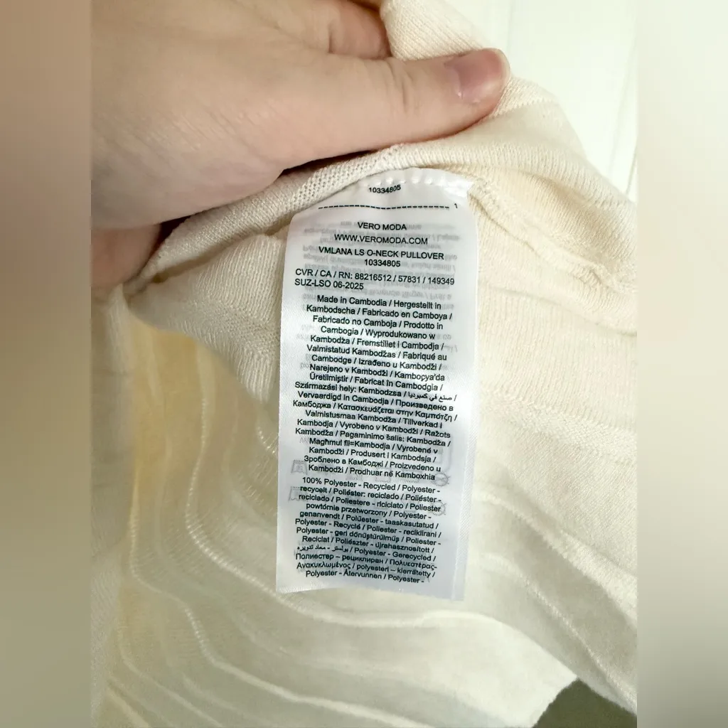 NWT Vero Moda Vmlana Long Sleeve Crew-Neck Pullover Sweater Ivory Size Large - Image 9