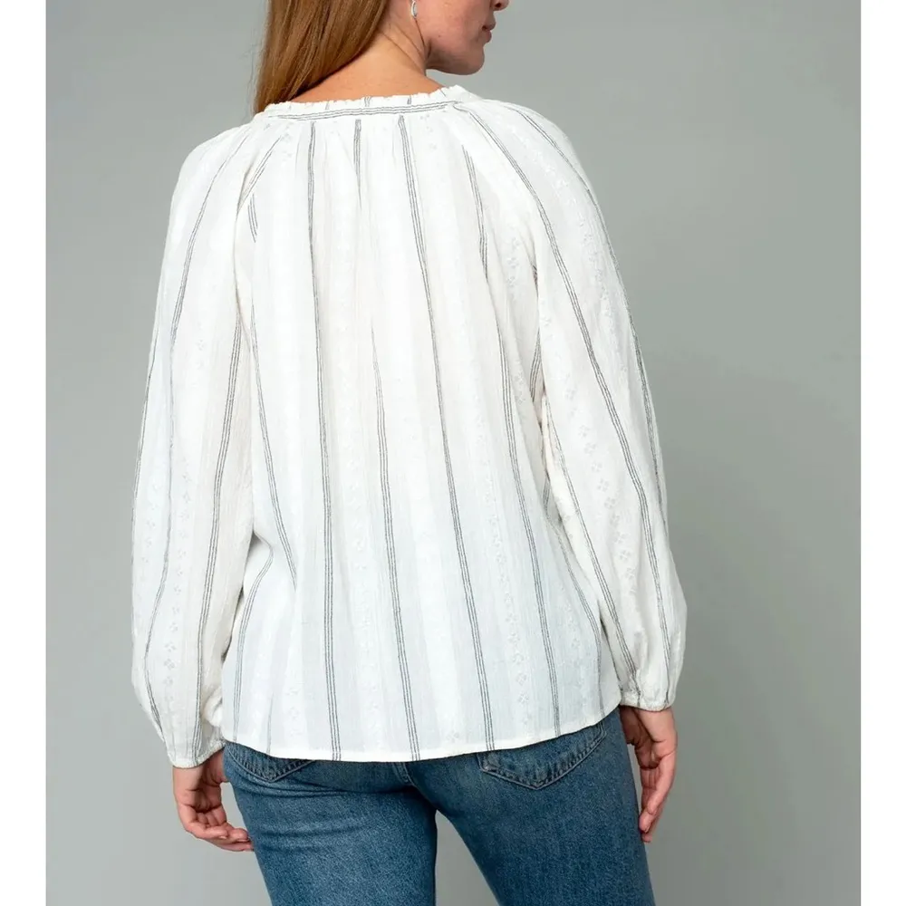 Lovestitch White Crescent Moon Peasant Top Blouse Relaxed Fit w/Glitter Threads - Image 10