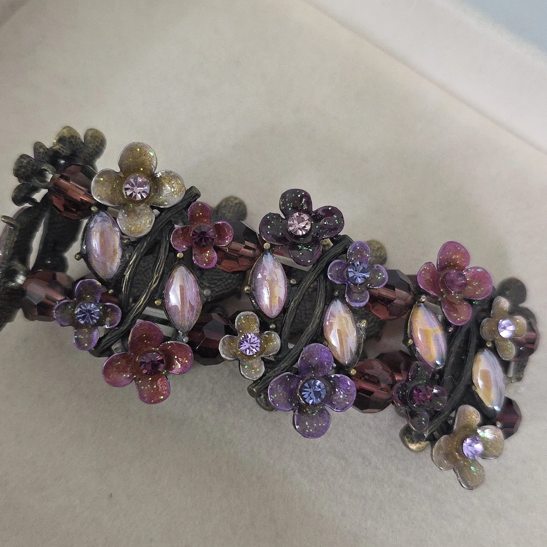 Vintage Garden Floral Bracelet Purple - Image 3