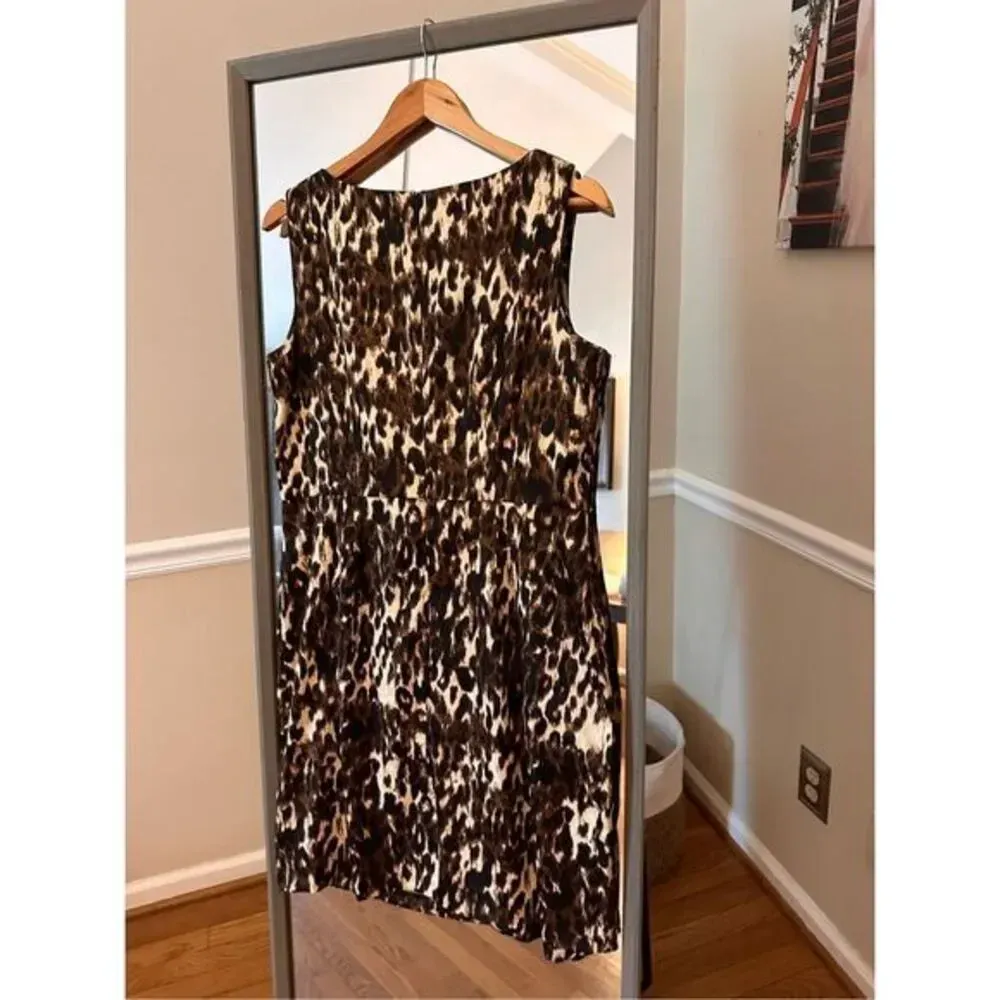 ALYX Leopard Print Sleeveless Sheath Dress‎ / Cocktail Dress Women's Size 14 Brown - Image 5