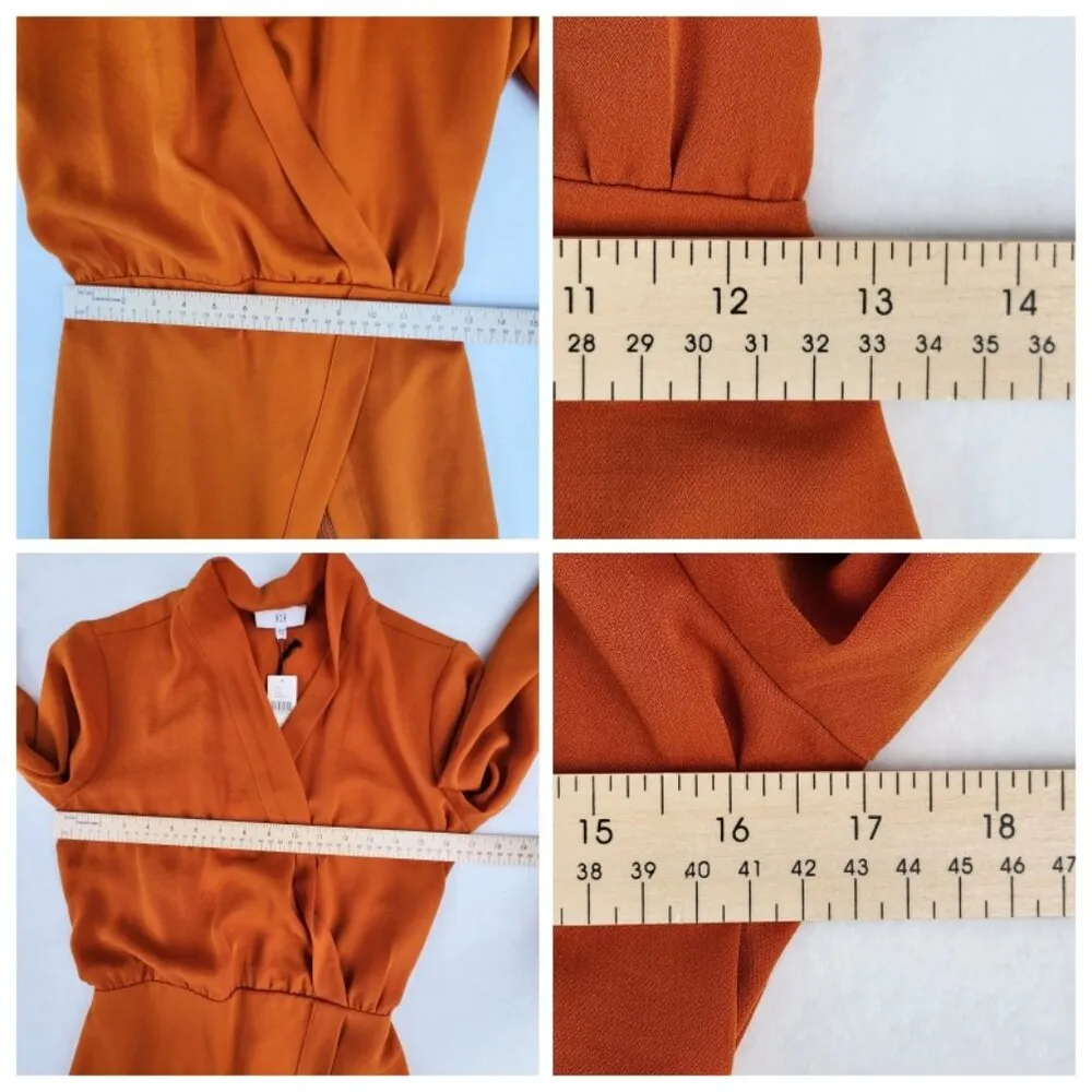 Anthropologie NSR Womens Naomi Surplice Dress Size XS Petite Orange - Image 7