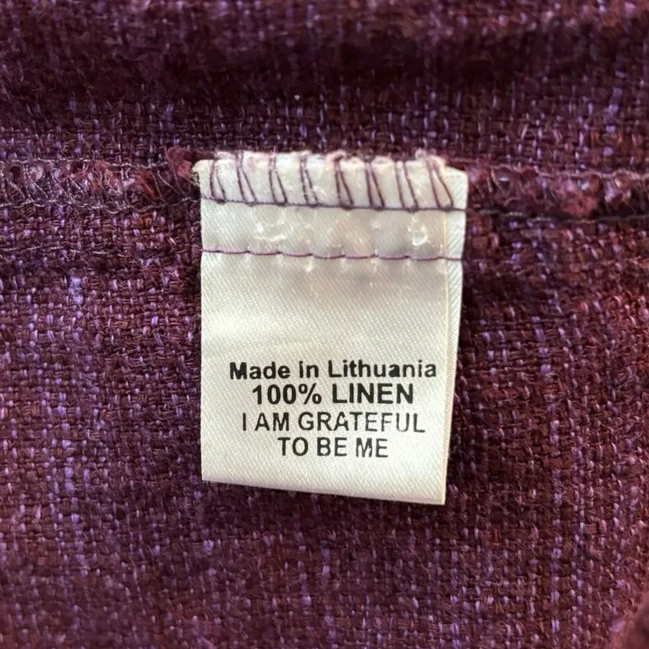 Flax Size P XS 100% Linen Shift Dress Purple Sleeveless Pocket Minimal - Image 4