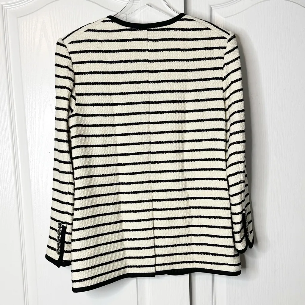 Veronica Beard Foster Dickey Jacket Black Ivory Size 10 - Image 7