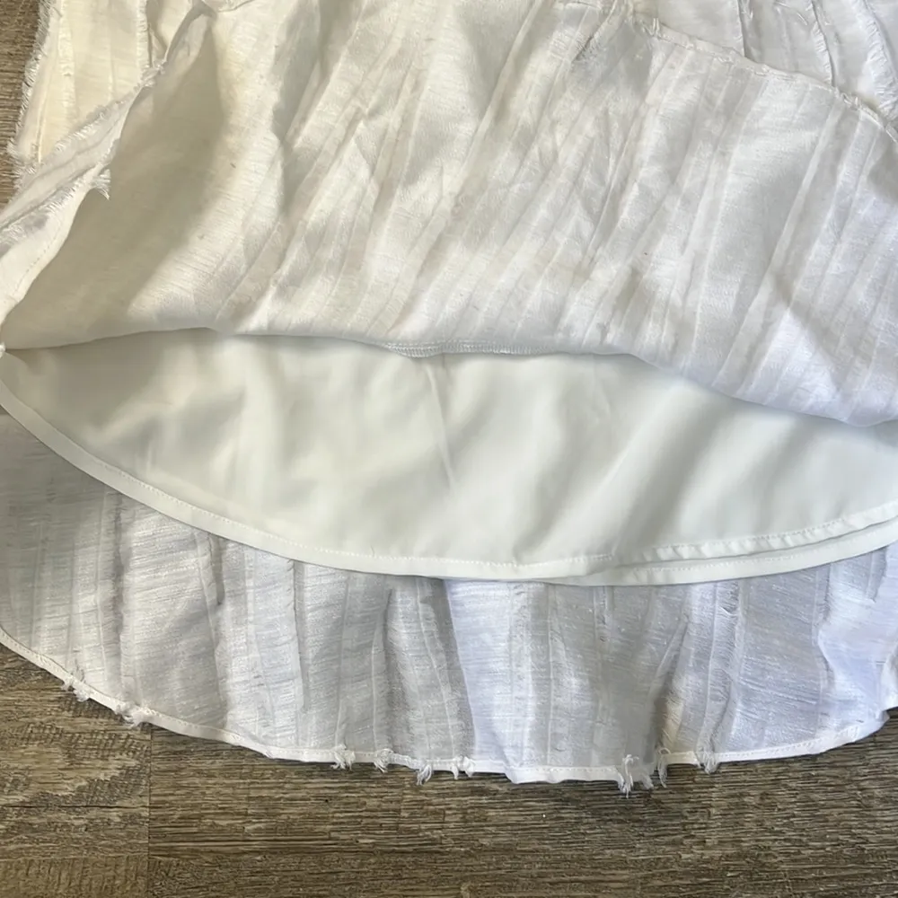 Marie Oliver White Silk Linen Blend Button Skirt Size 4 - Image 4