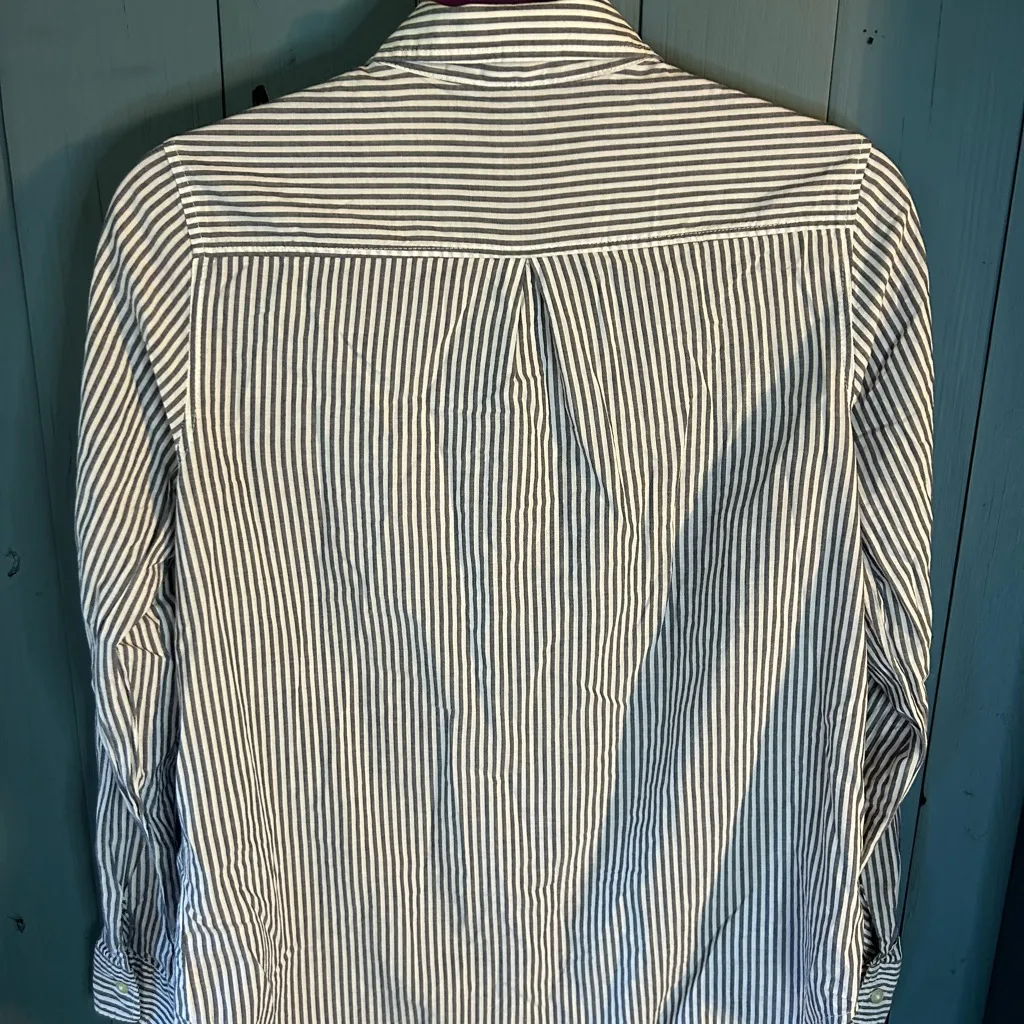 Old Navy Blue and White Striped Button Down Shirt | Women’s Size Small - Image 3