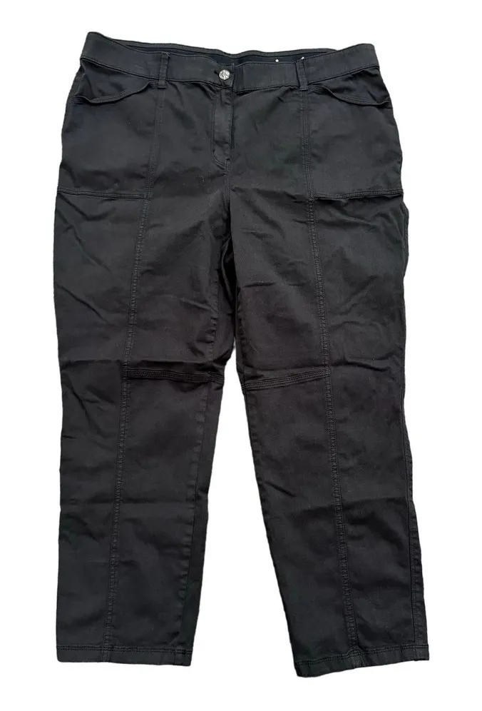 Chicos Secret Stretch Casual Utility Slim Ankle Pants in Black, Size 18R Black - Image 1