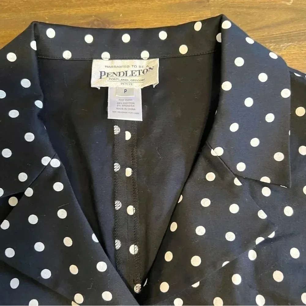Pendleton Polk A Dot Shirt Jacket Blazer Light Weight V Neck Petite Small - Image 6