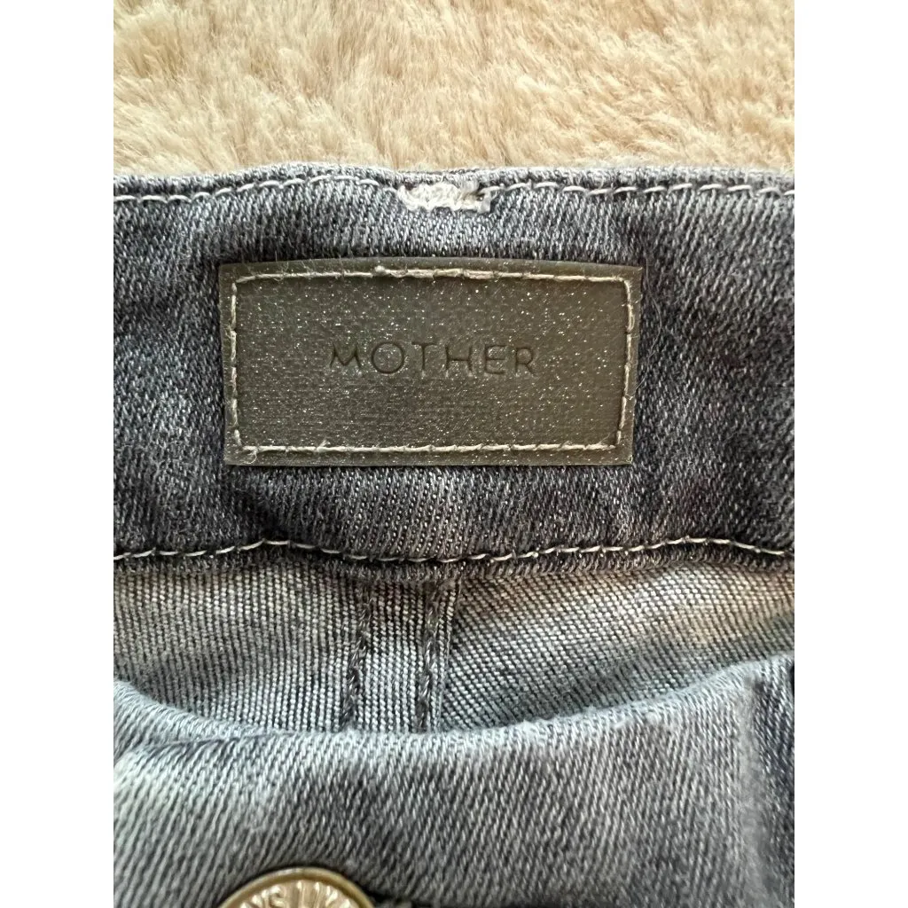 Mother Womens Grey Distressed Skinny Jeans With Raw Hem Denim Pants Size 28 Gray - Image 4