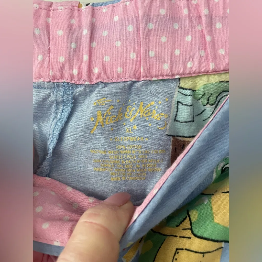 Nick + Nora light blue cropped 100% cotton spring gardening frog pajama pants;XL - Image 5