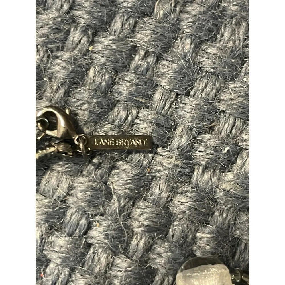 Lane Bryant necklace black clear glass beads long - Image 4