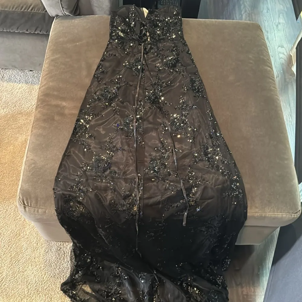 Women’s Black MermaidFit Sequins Party Prom Formal Dress LaceUp Back Size 2 - Image 12