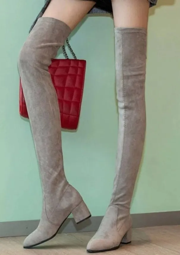 Women's Knee High Boots, Vero Cuoio, Stretch Taupe Mole Skin Sz: 7.5 M (b48) - Image 1