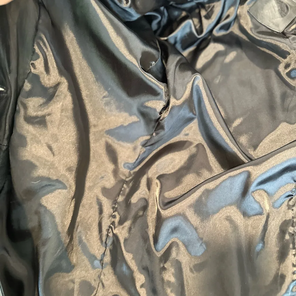 Vintage 90s Jacqueline Ferrar Sz: S Black Leather Button Up Long Trench Coat. - Image 11