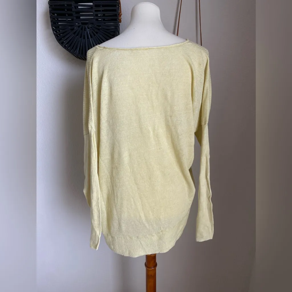Eileen Fisher Faded Neon Yellow Green Very Light Sweater, Size XL - Image 4
