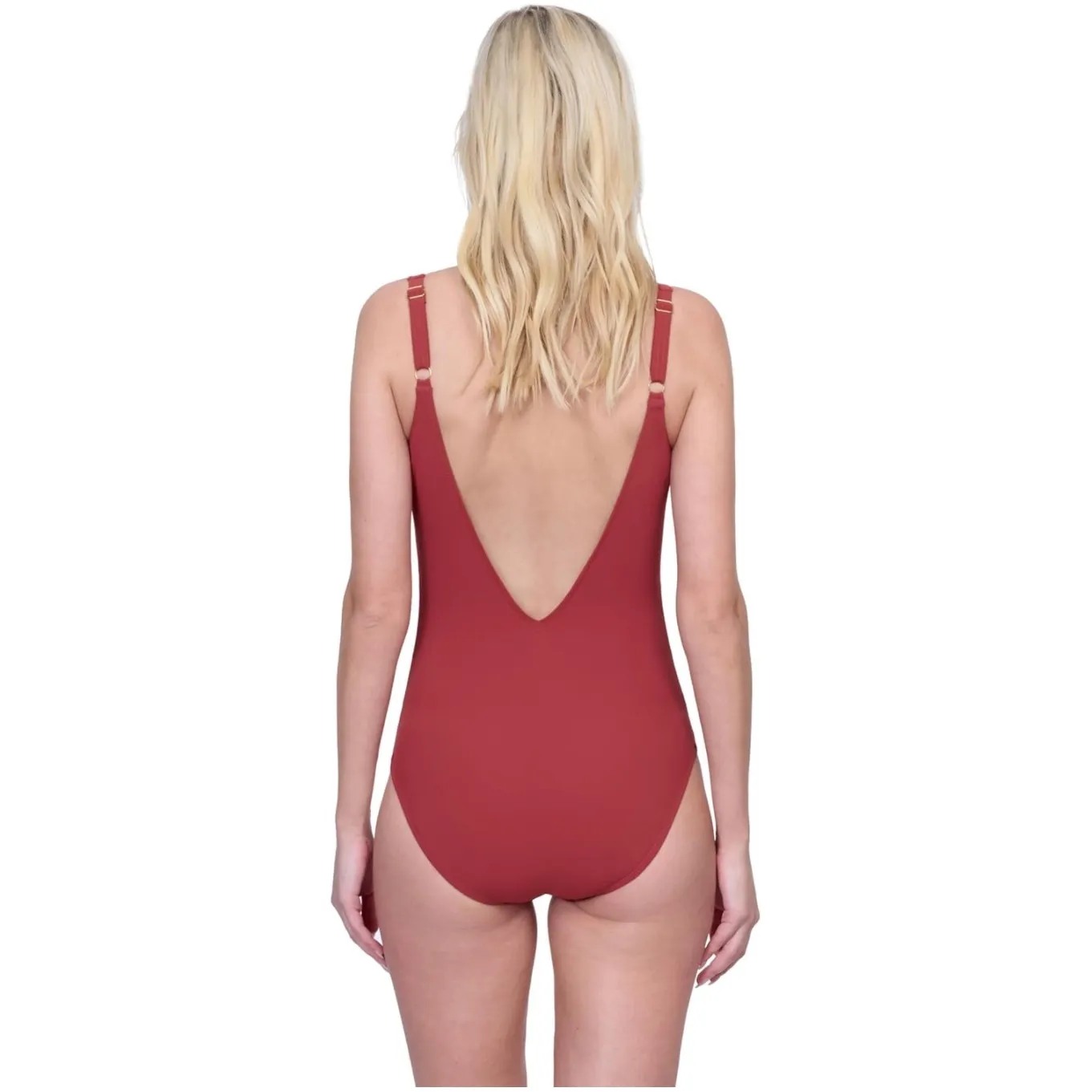 NWT Gottex Day Dreamer Rust V-Neck One Piece Swimsuit Mesh Cutouts Size 6 - Image 3