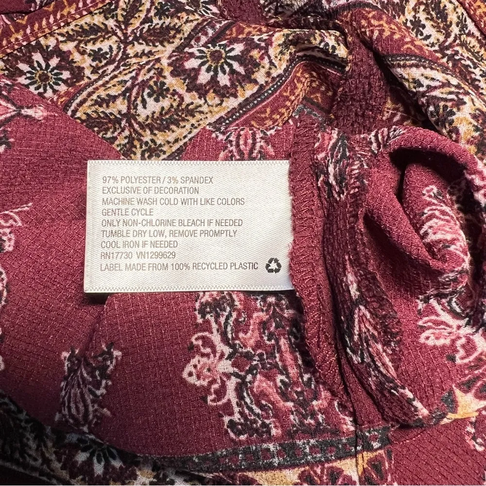 Knox Rose Sheer Women's Sleeveless Top Burgundy with Tie and Tassels Size Medium - Image 6