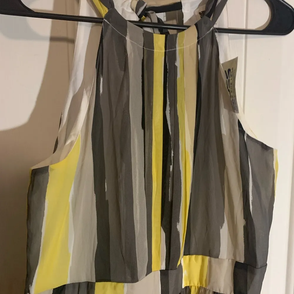 Ann Klein Womens Yellow Gray Striped
Round Neck Sleeveless Back Zip.. - Image 5