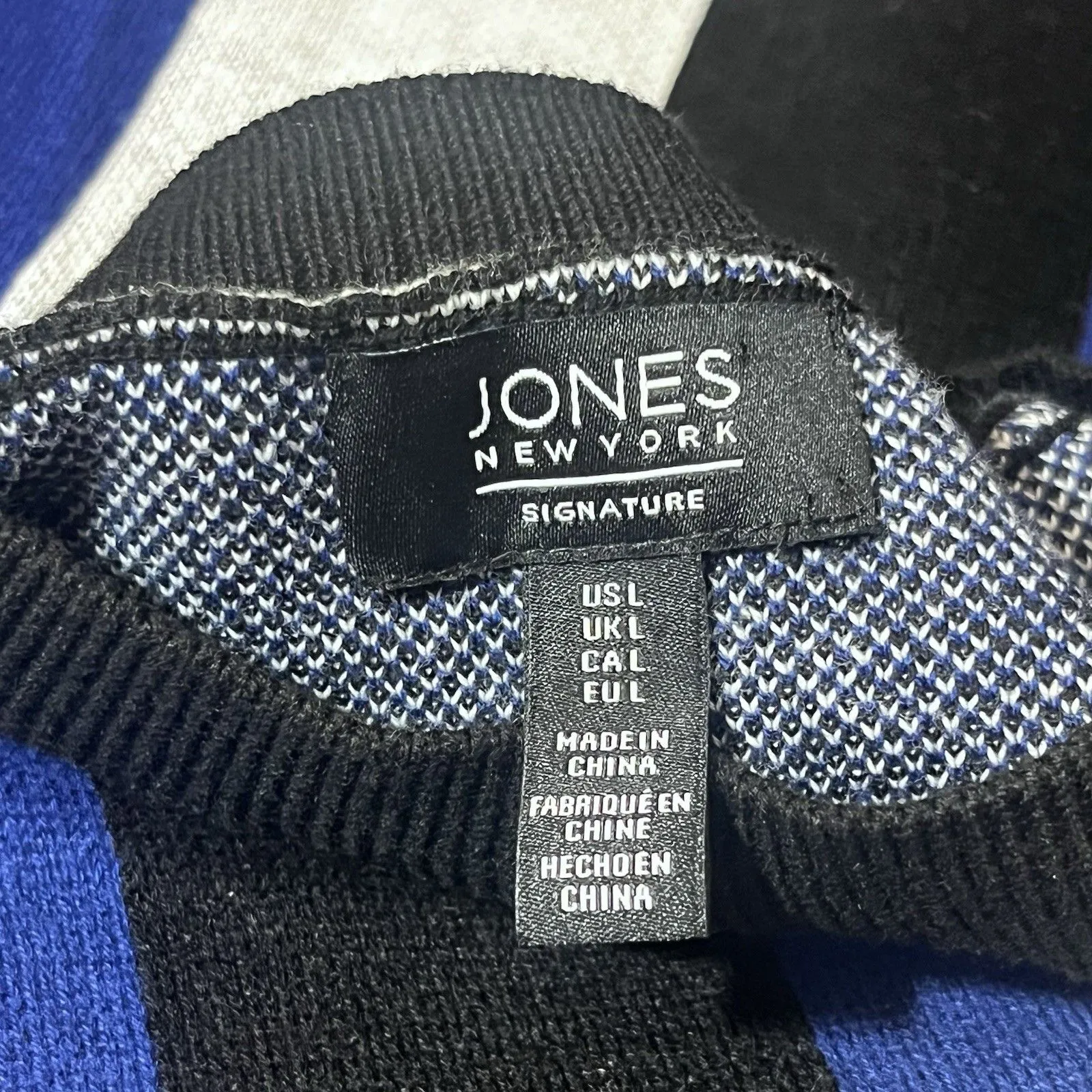 Jones New York Size Large Jacquard Geometric Colorblock Crewneck Sweater - Image 4