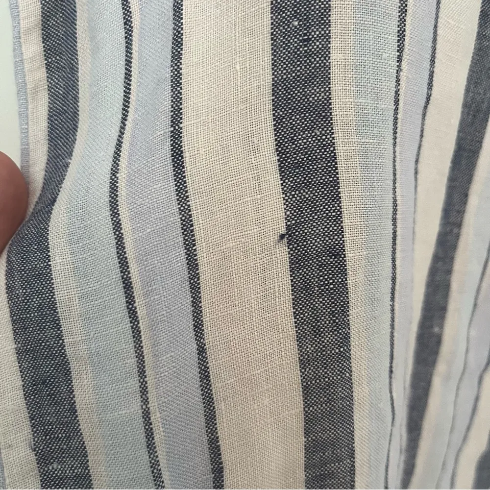 Madewell 100% Linen Easy Dress Side Button Striped Blue and White Women’s Small - Image 10