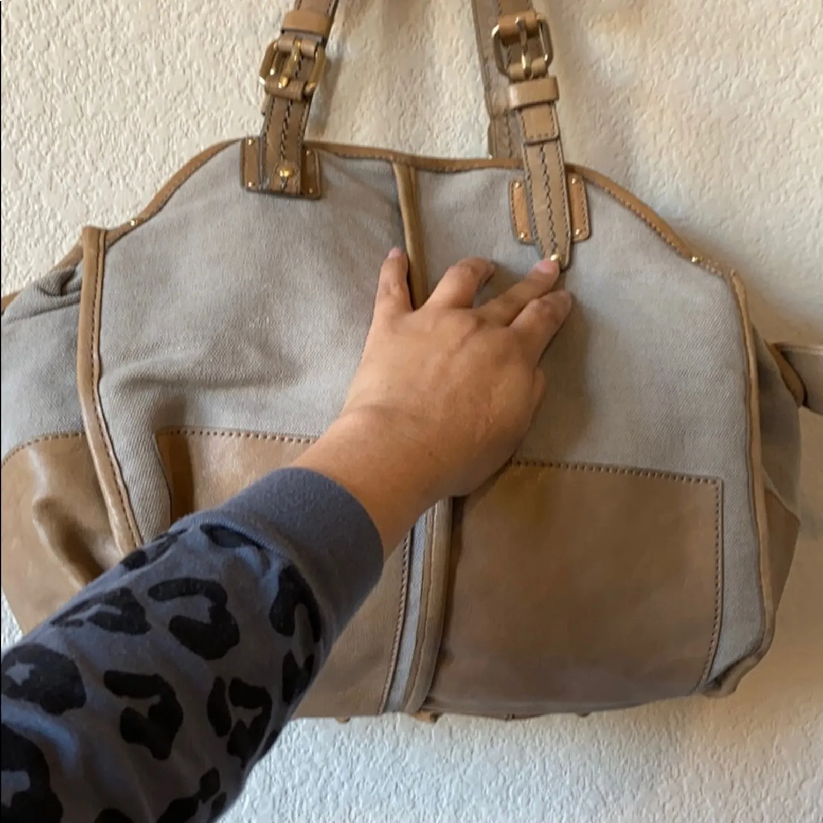 Schuler & Sons Philadelphia Anthropologie leather shoulder bag Y2K neutral - Image 2